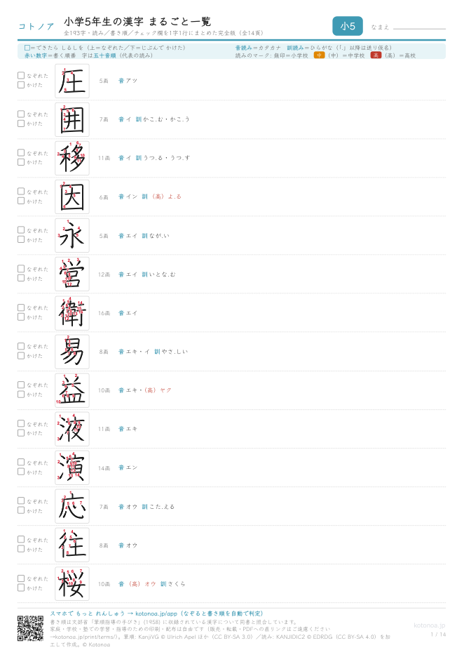 小学5年生の漢字まるごと一覧(完全版)(PDFのプレビュー)